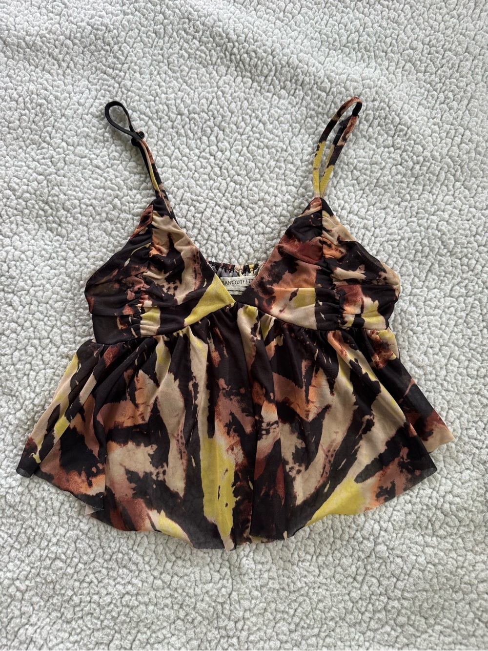 Urban Outfitters Abstract Print Spaghetti Strap Camisole - Brown Black Yellow